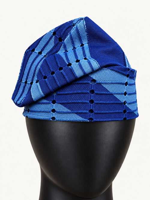 Blue Handmade Yoruba Fìlà Cap — NF-Blue 120