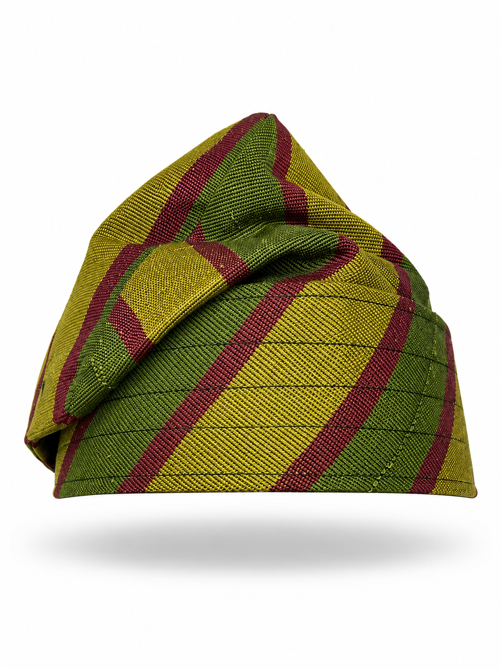 Green handmade Yoruba Fìlà cap on display