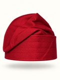 Red handmade Yoruba Fìlà cap on display