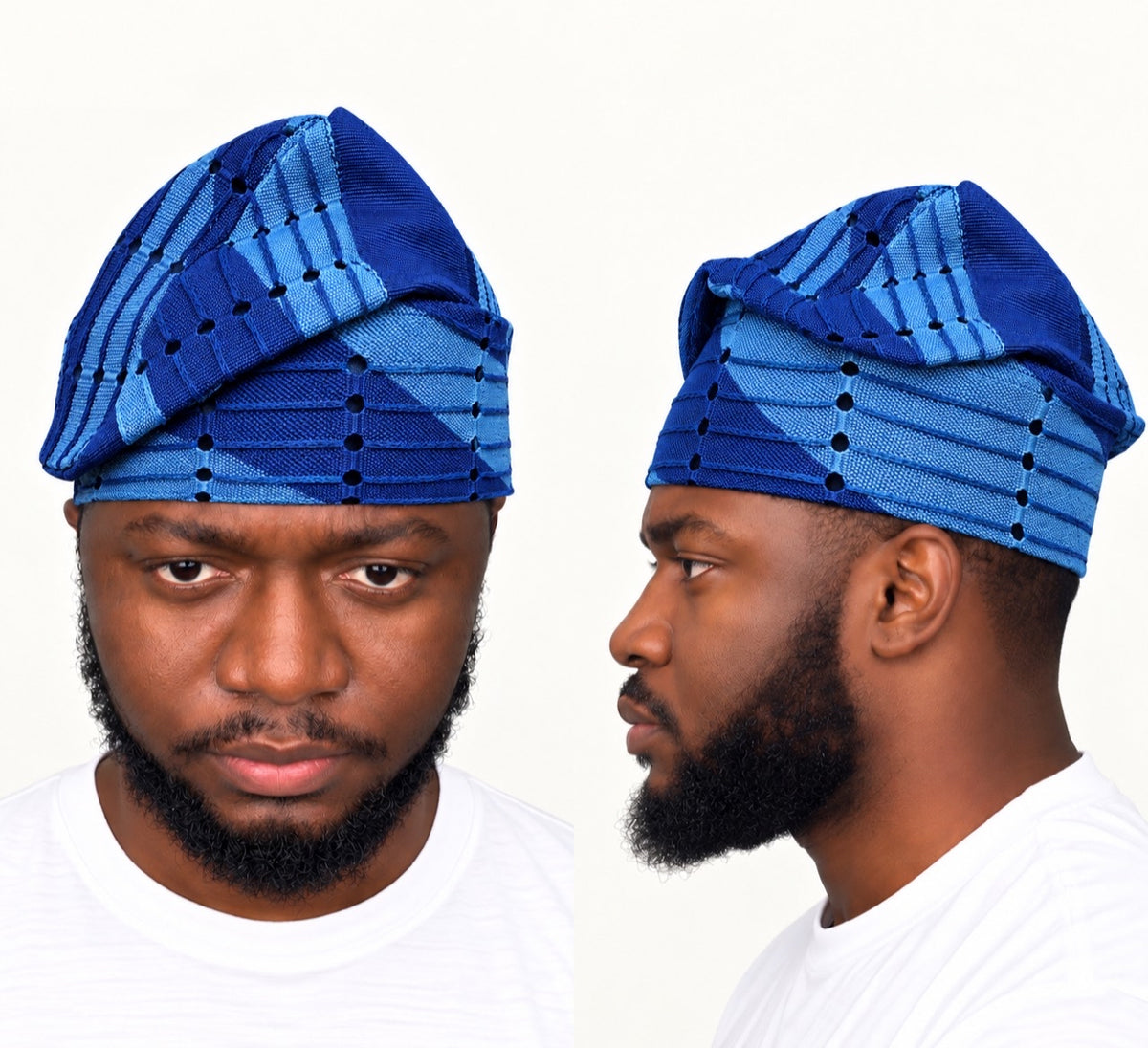 Blue Handmade Yoruba Fìlà Cap — NF-Blue 120