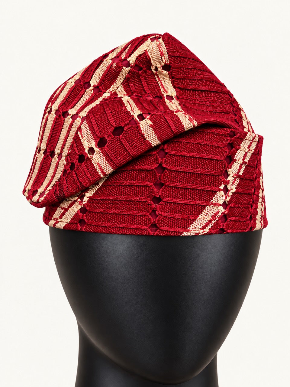 Red Handmade Yoruba Fìlà Cap — NF-Red 124