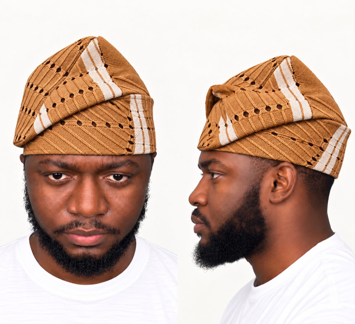 Brown Handmade Yoruba Fìlà Cap — NF-Brown 113