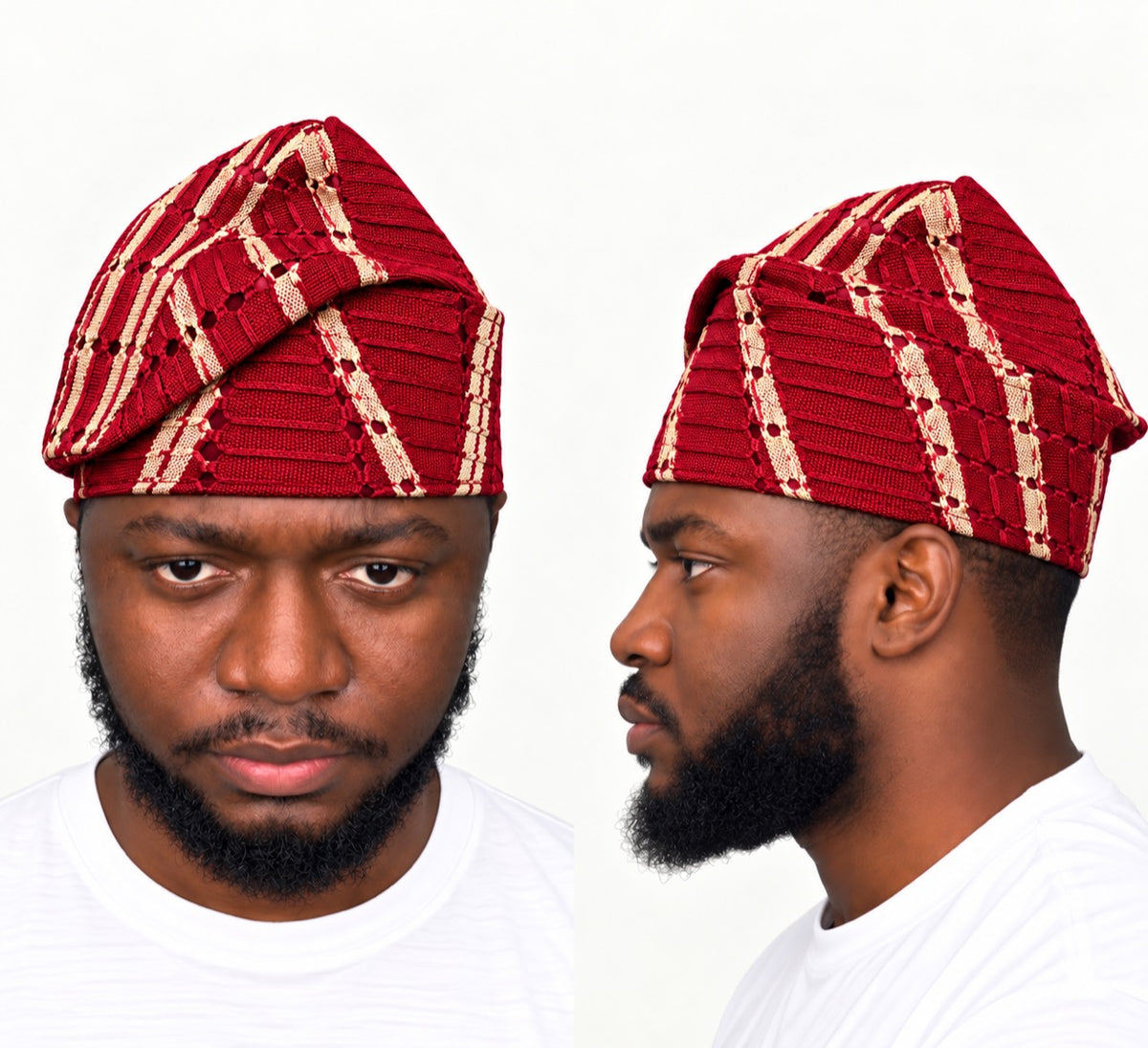 Red Handmade Yoruba Fìlà Cap — NF-Red 124