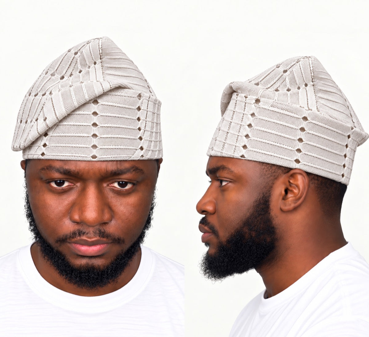 White Handmade Yoruba Fìlà Cap — NF-White 125