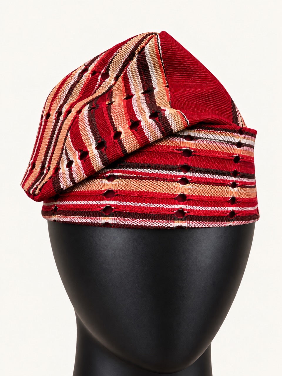 Red Handmade Yoruba Fìlà Cap — NF-Red 118