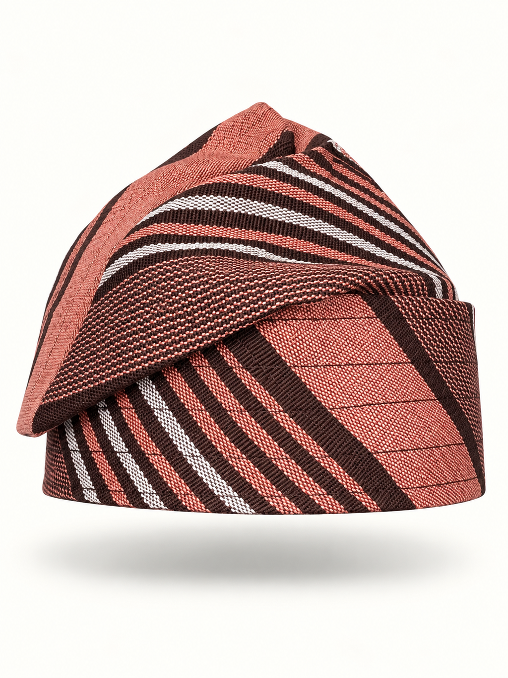 Brown handmade Yoruba Fìlà cap on display